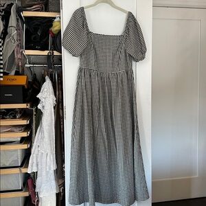 Rylee and Cru Chiara Black Gingham Farmhouse Dress